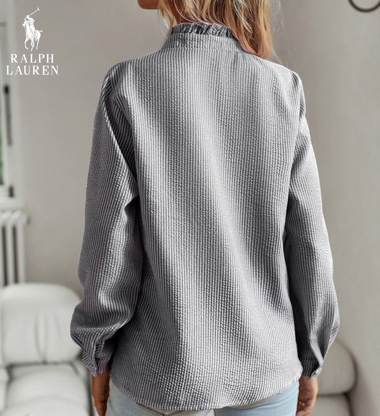 R. Ꮮаᴜгеn Chemisier à volants – Structure souple et patte de boutonnage classique