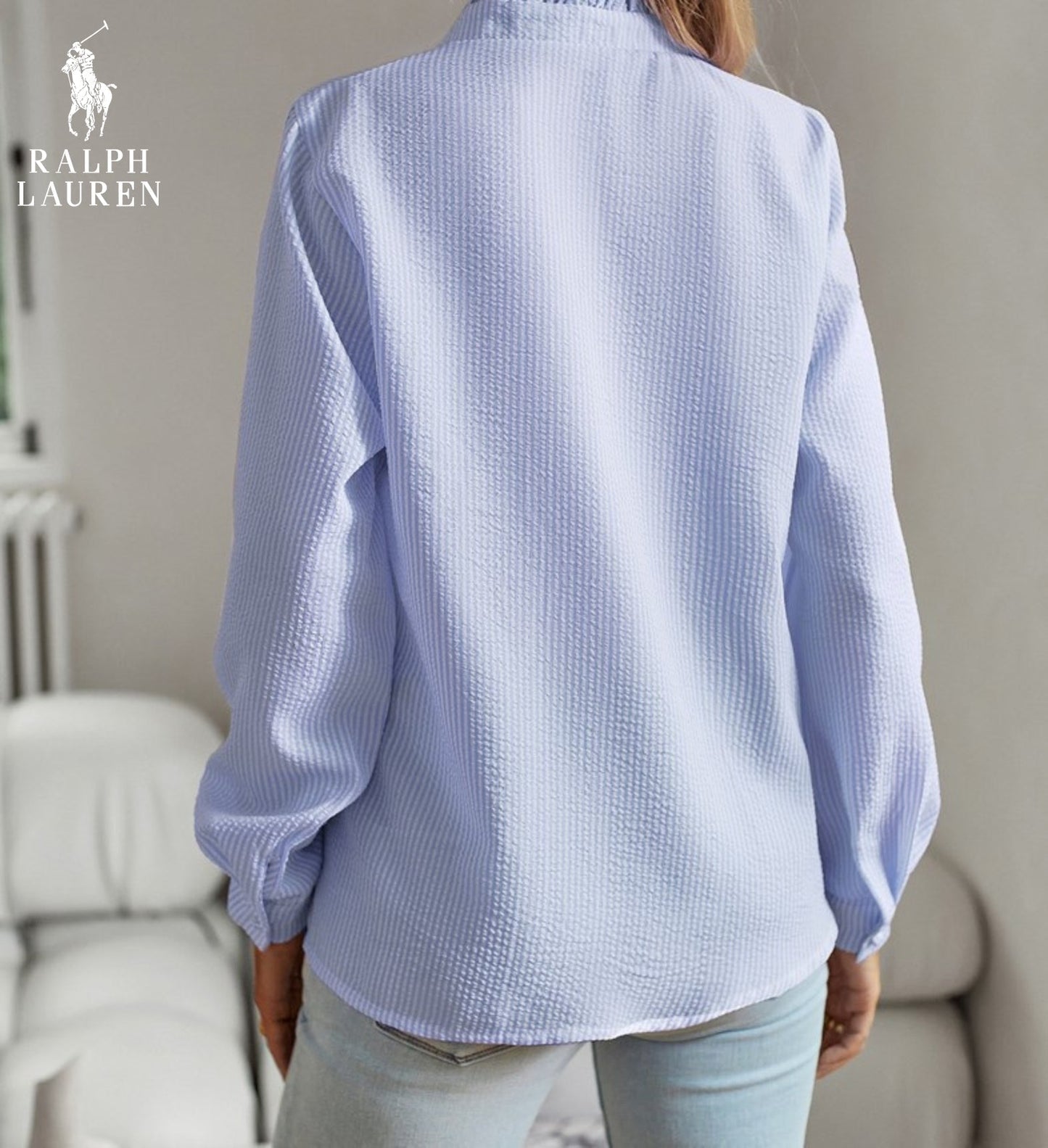 R. Ꮮаᴜгеn Chemisier à volants – Structure souple et patte de boutonnage classique