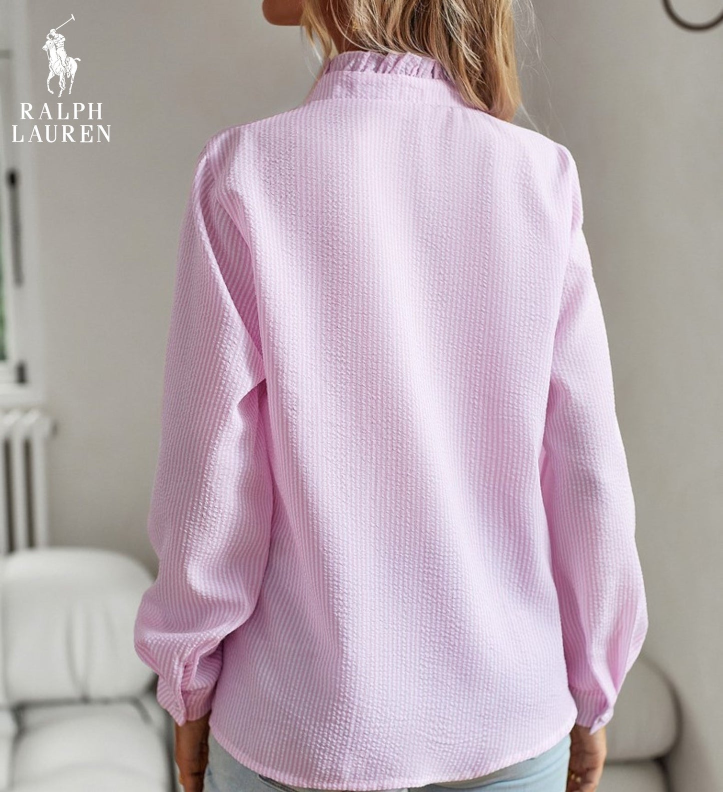 R. Ꮮаᴜгеn Chemisier à volants – Structure souple et patte de boutonnage classique