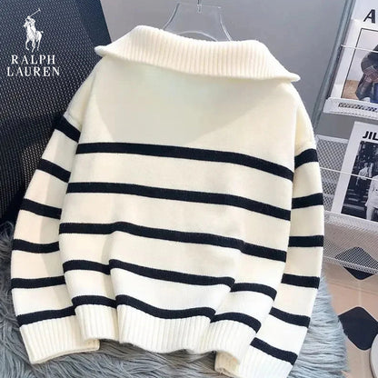 Pull Rayé à Col Zippé - R. Lauren (PRIX DÉSTOCKAGE)