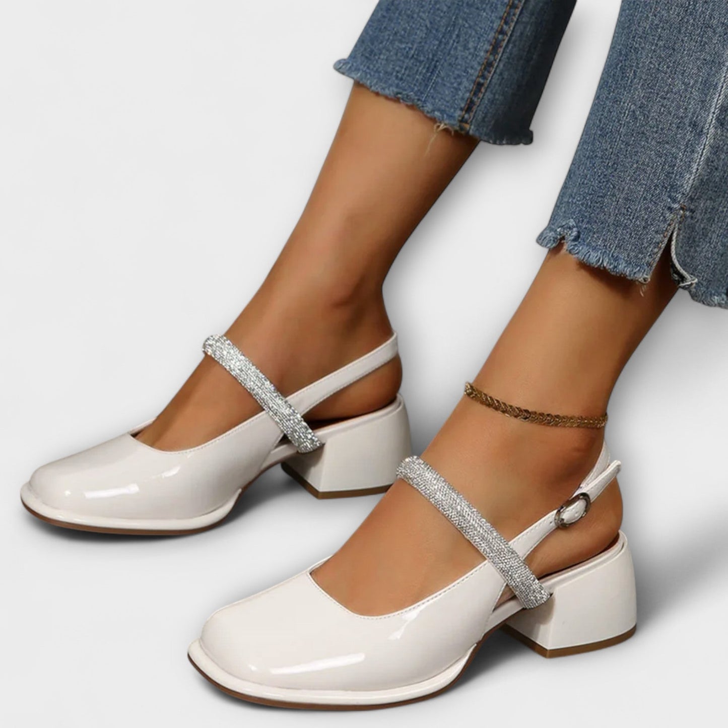 Celandra - Mary Janes mit Glitzer-Riemen und Blockabsatz