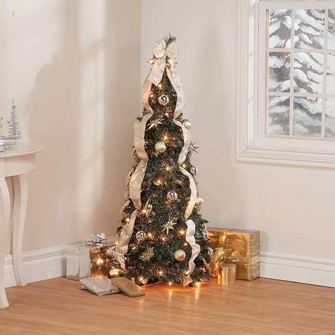 Arbre de Noël Rétractable (Décoré et Illuminé)
