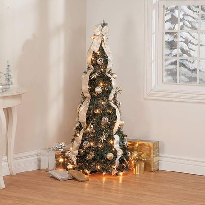 Arbre de Noël Rétractable (Décoré et Illuminé)