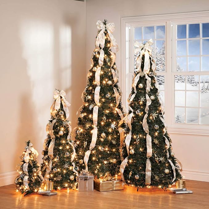 Arbre de Noël Rétractable (Décoré et Illuminé)