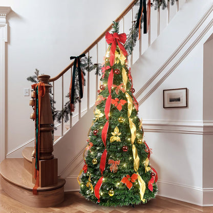 Arbre de Noël Rétractable (Décoré et Illuminé)